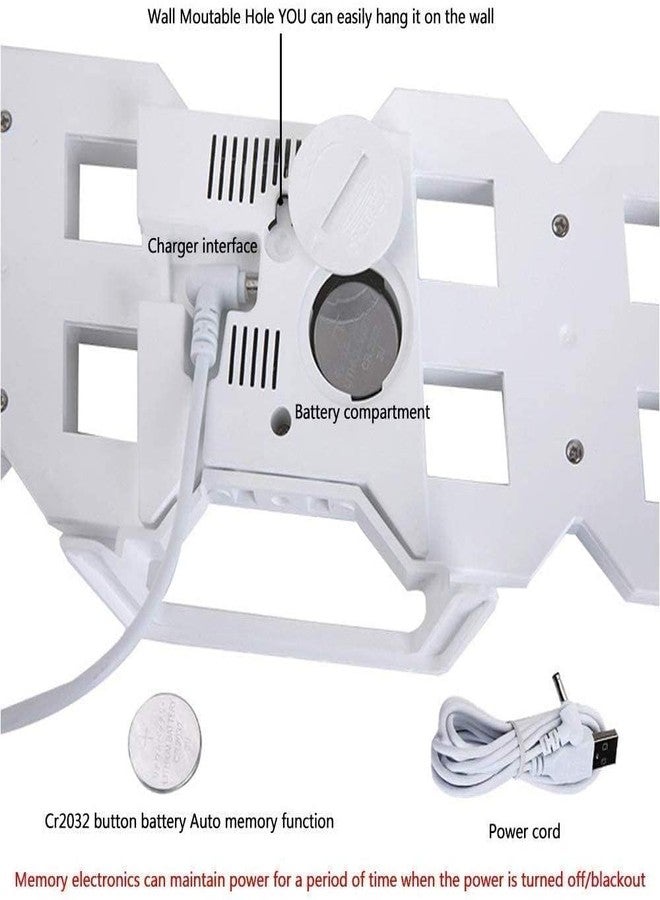 Dangfly Acrylic Digital LED Display Number Clock Table Wall Clock White (Works On Electricity) White - Image 3